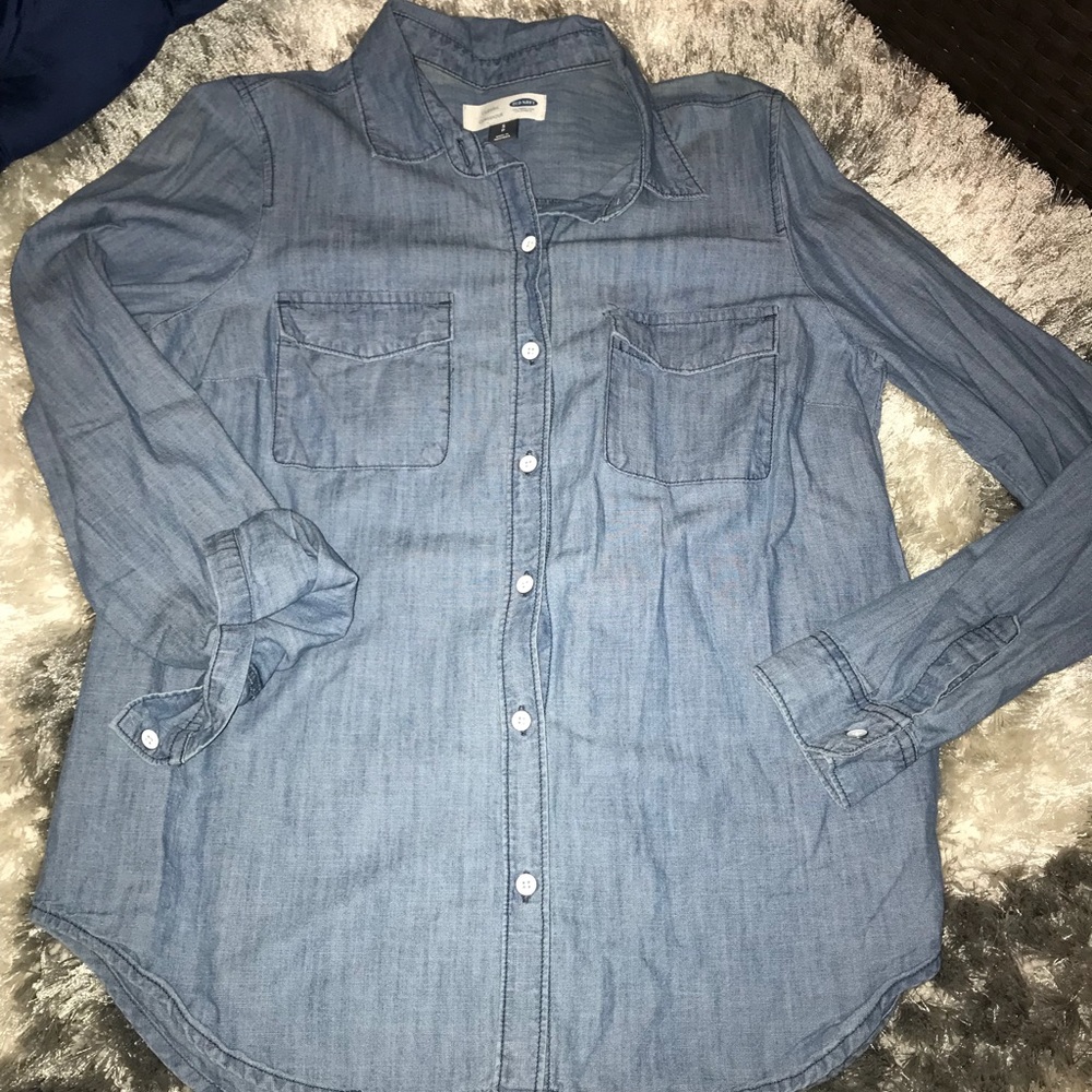 Medium wash denim shirt